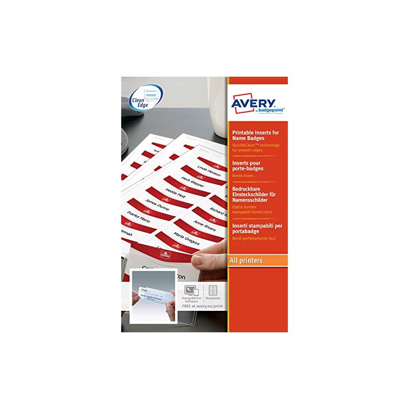 Printable inserts for name badges profile.