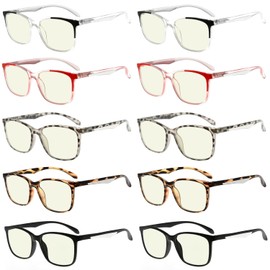 Eyekepper 10-Pack Blue Light Blocking Reading Glasses with Large Frame for Women Computer Readers Ladies +2.50