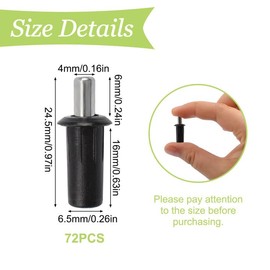 UFURMATE Spring Loaded Repair Pins, 72Pcs Dia. 6.7mm Plastic Iron Plantation Shutter Pins Cabinet Door Repair Pins Damper Replacement Repair Pins Furniture Shelf Pins Support (Black)