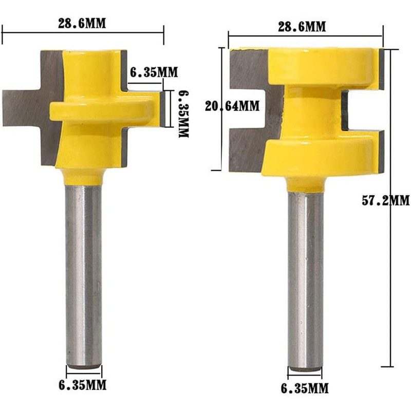 2 PCS 1/4" Shank Tongue and Groove Router Bit Set