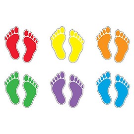 TREND Classic Accents® Variety Packs: Footprints cardstock Decorative Cutouts for displays and Learning Activities; 36 Pieces: 18 Left, 18 Right; 6 Colors; 6" Long.