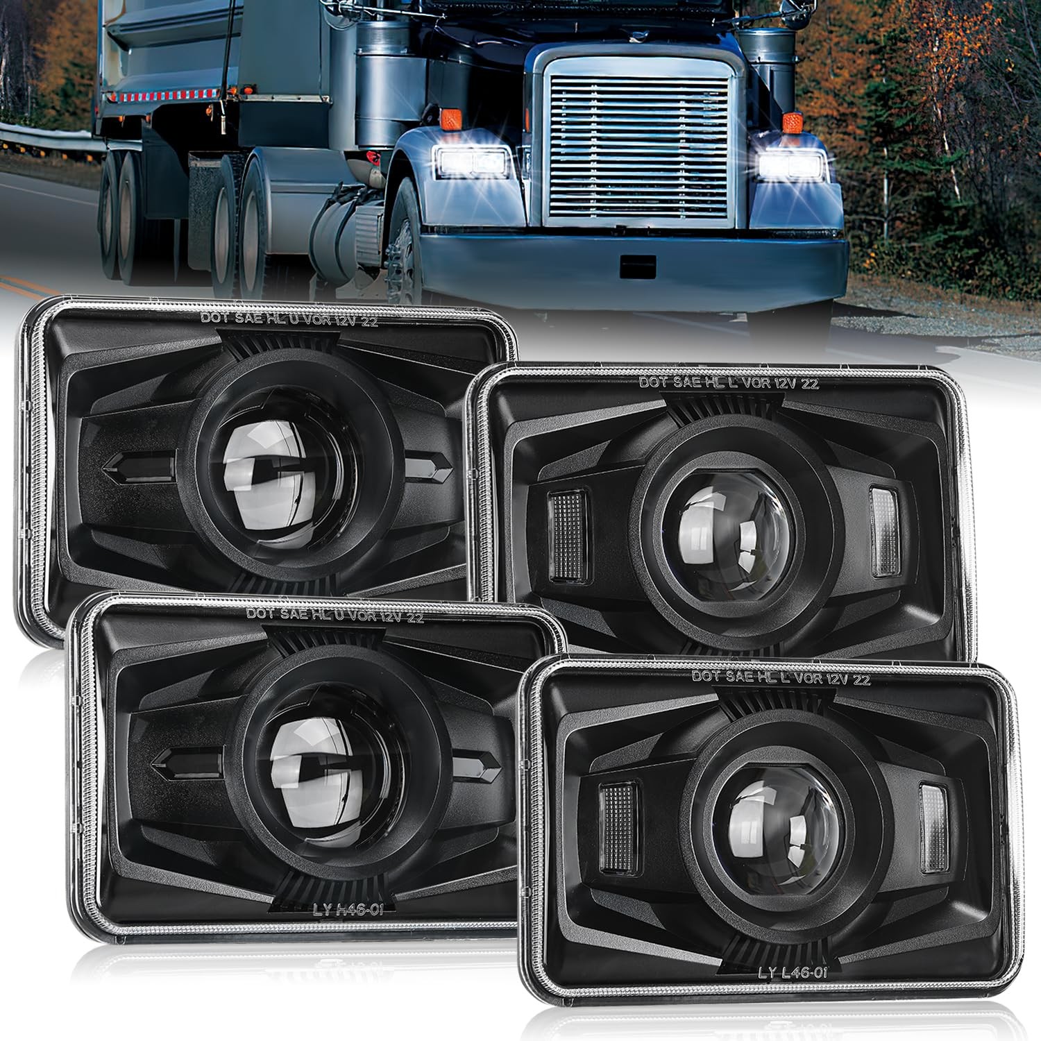 Nilight 4x6 Inch LED Headlights 60W DOT Approved Hi/Lo Sealed Beam ...