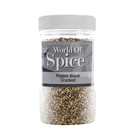 World of Spice Cracked Black Pepper 370g Catering Jar – Premium 100% Natural Grinder Refill Seasoning and Cooking Spices for Home Cooks & Commercial Kitchens