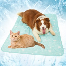 SUPRIY Pet Cooling Blanket for Summer - Ice Cold Qmax0.4 Tech Dual-Use for Humans & Pets, Portable Reversible Mat Machine Washable for Dogs Cats Indoor Outdoor Travel (21 * 35, Blue Ocean)
