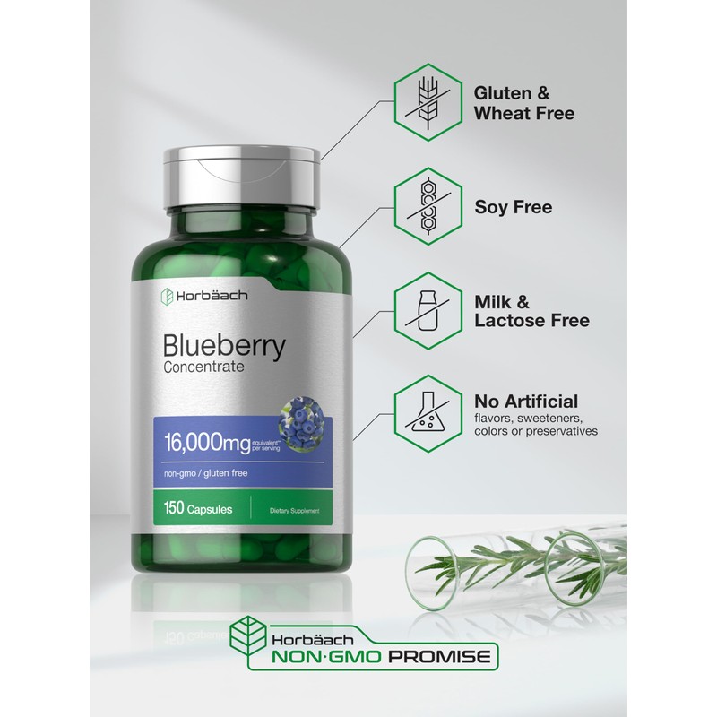 Horbäach Blueberry Extract Supplement | 150 Capsules | Blueberry Concentrate