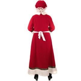 Svansea Mrs. Claus Costume for Women Adult Christmas Plus Size Dress with Bonnet Apron White Hair Wigs and Wire Rim Glasses S