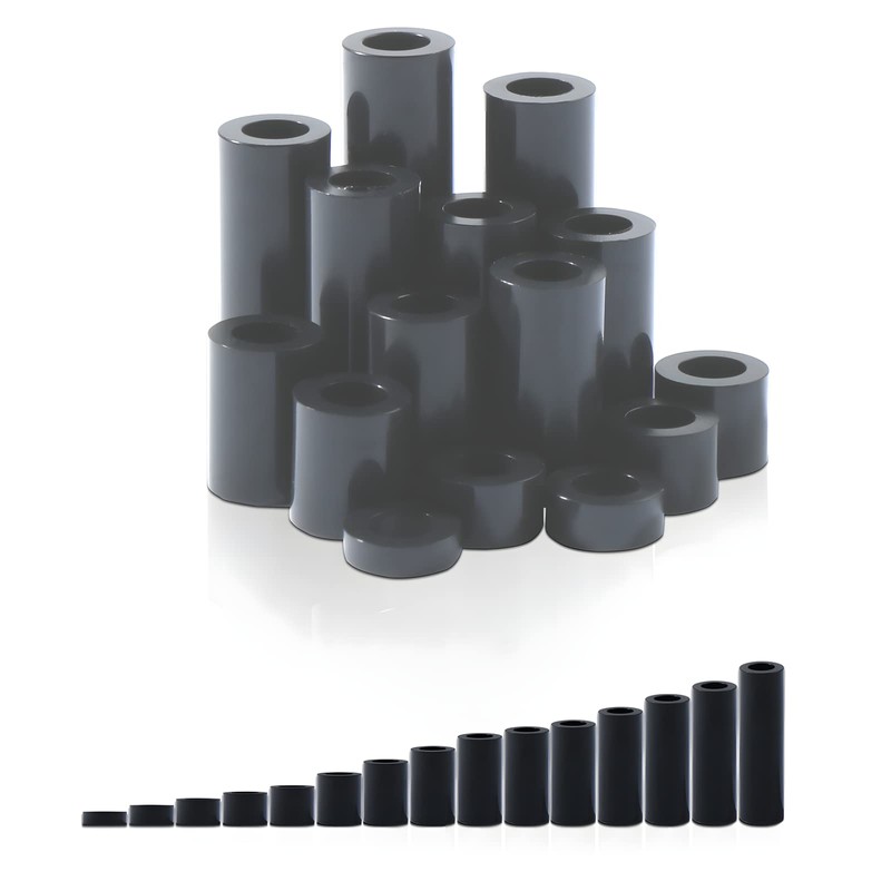 Zmbroll 235 Pcs ABS Black Round Gasket Outer Diameter 7mm