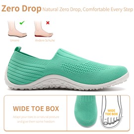 YOSFDC Women's Slip on Loafer Shoes Walking Casual Round Toe Flat Wide Toe Box Barefoot Zero Drop Sole Breathable Minimalist Foldable Light Green Size 9