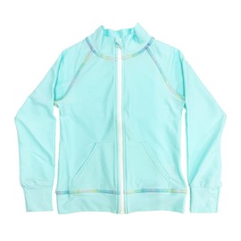 Raqua RSMOKU Girls' Heathered High Neck Rash Guard, No Hood, mint girls
