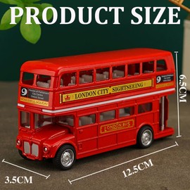 KUONTD Mini Bus Toys Double Decker Bus Metal Cars M-odel,B-us Toy Car Moodel Moving Wheel Action Sightseeing, B-us Toy Car M-odel Pull Back City Buss Kids Gifts - Open Top
