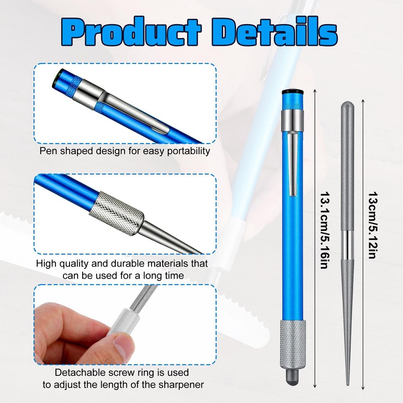 2 PCS Diamond Sharpening Rod, Pocket Knife Sharpener Rod Retractable
