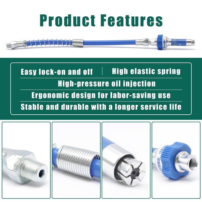Lock-on High Pressure Grease Coupler, 10th Generation Heavy-Duty Grease Gun
