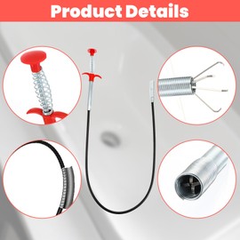 Heclia Flexible Grabber Tool 32" Long Reach Claw Pick Up Reacher for Gutter Cleaning Sink Toilet Tub Drain Tight Spaces Heavy Duty Plumbing Hook Grabber for Home Kitchen Bathroom Retrieval Tool