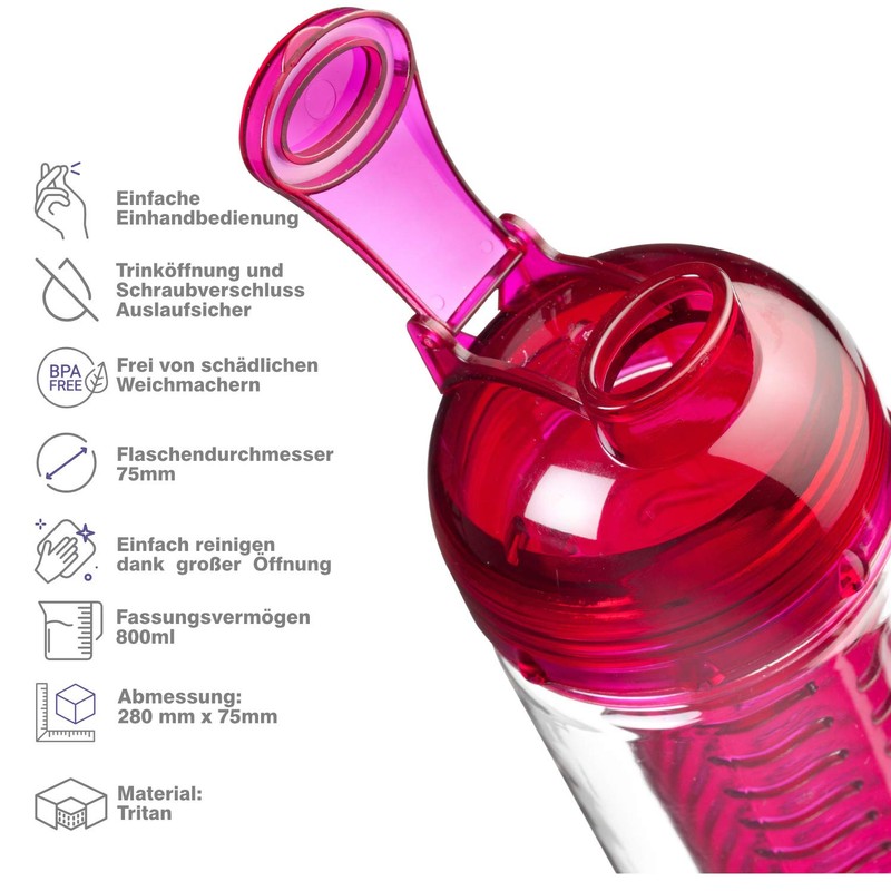 Trinkflasche "Frutto" für Fruchtschorlen 800 ml BPA-Frei Drink Bottle Watter