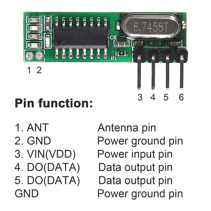 QCCAN 5pcs 433mhz Wireless RF Transmitter and Receiver with Antenna