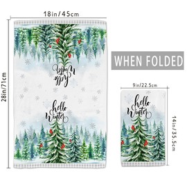Winter Kitchen Towels, Hello Winter Towels Set of 2, Christmas Tree Snowflakes Dish Towels for Kitchen with Black White Buffalo Plaid Cardinal Let It Snow Seasonal Gifts Decor for Home, 18x28 Inches
