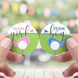 Golf Gender Reveal Party, Putters or Pearls Team Boy or Team Girl Stickers - 40 Count