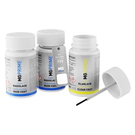 MG PRIME Autolack Lackstift Set für Mercedes 799/9799 Diamantweiss Perleffekt/Designo Diamantweiss Bright Grundlack Basislack Klarlack je 50ml