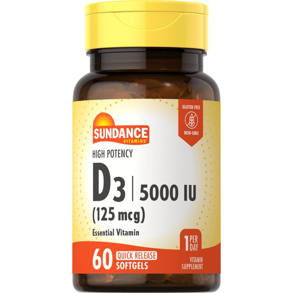 Sundance Vitamins Vitamin D3 High Potency - 60 Softgels, Pack of 2
