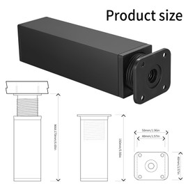 4 Pcs Aluminum Alloy Adjustable Cabinet Legs, Height 0-20mm, Black for Desk/Sofa/Furniture/Cupboard/Table/Bed/Cabinets