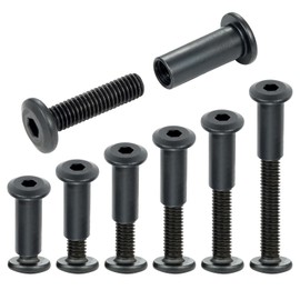 Xrfoiniu 200 Sets Black M6x25mm Binding Post Screws Rivet Socket Cap Connecting M6 Bolts Cap Nuts Hex Drive Socket Cap Bolts with 2Pcs Hex Wrench (200, M6x25mm)