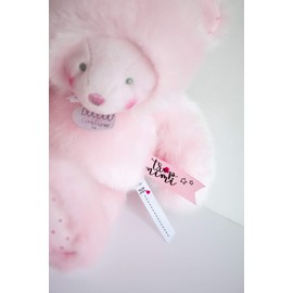 Doudou et Compagnie DC3551 TROP Mimi - Pink Bear Cub with Handkerchief, Pink