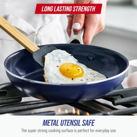 Blue Diamond 8 Inch Nonstick Frying Pan, PFAS Free Ceramic Egg and Omelette Pan, Diamond Infused Nonstick Skillet, Dishwasher & Oven Safe, Durable, Non Toxic, Metal Utensil Safe, Blue