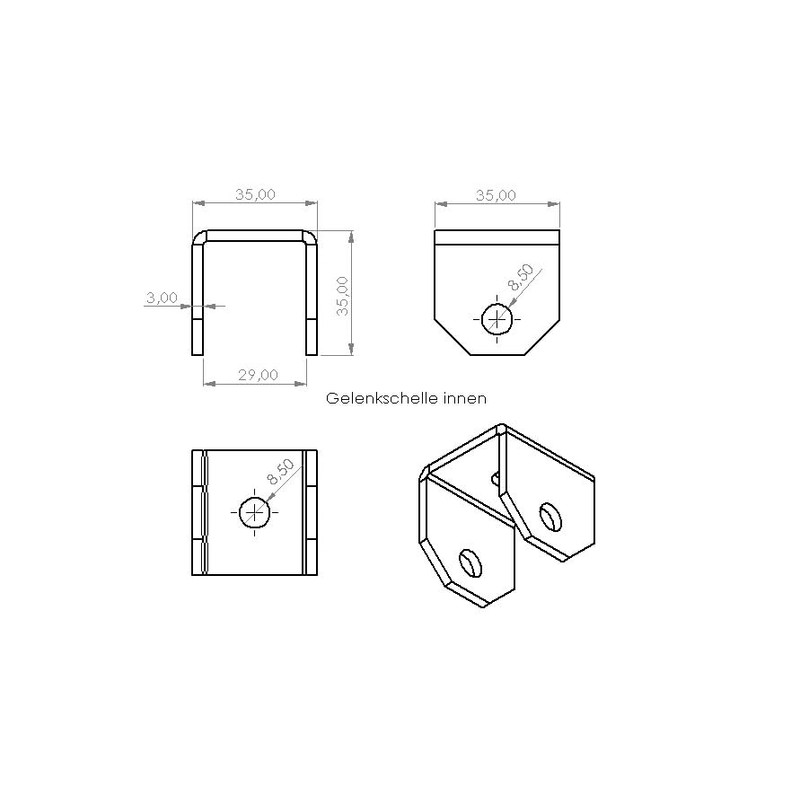 Universal Joint Clamp, Joint Connector, Swivel Joint for M8 Made