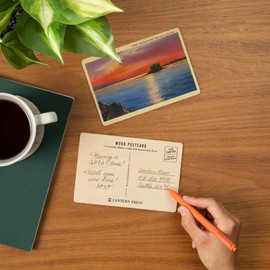 Utah, Sunset View over Black Rock in the Great Salt Lake (4x6 Birch Wood Postcards, 2-Pack Stationary, Rustic Home Wall Decor)