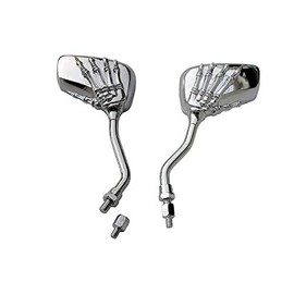 MotorToGo Small Silver Skull Hand Rear View Mirrors Compatible for 2001 Honda Shadow Sabre 1100 VT1100C2
