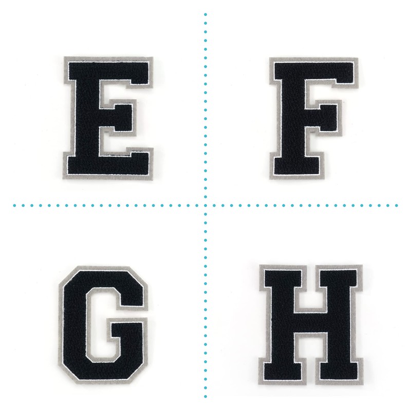 Terry Cloth Letter A-Z | Black, White, Grey | 9.5