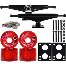 Longboard Skateboard Trucks Combo Set 65mm Bigfoot Islanders Wheels with Black Trucks, Bearings, and Hardware Package (65mm Red Wheels, 6.0 (8.63") Black Trucks)