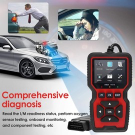 V519 Scanner 2.8inch Color Display Professional Car Engine Code Reader Automotive Diagnostic Scan Check Tool Vehicle Fault Check Scanner Plug and Play for Vehicle(Black and red)