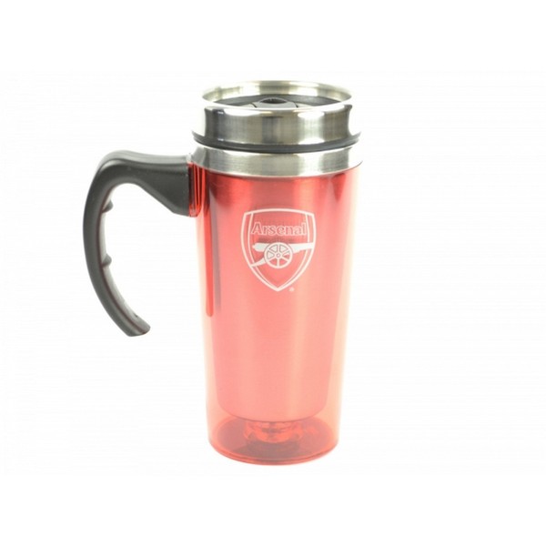 Arsenal FC Official Football Travel Mug (One Size) (Red/Silver)