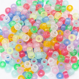 1000 Pcs Acrylic 9 Color Pony Beads 6x9mm Bulk Glow in The Dark for Bracelet Making Hair Beads for Braids