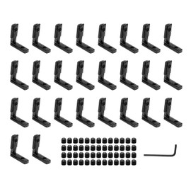 SeekLiny 26Pcs 2020 Joint Corner Brackets Set with 52Pcs M5 Screw and 2Pcs M2.5 Wrench for 2020 Series Aluminum Extrusion Profile Black