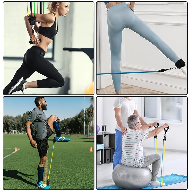 Resistance Bands Set,Anti-Snap Exercise Bands with Handles,Door Anchor and Ankle
