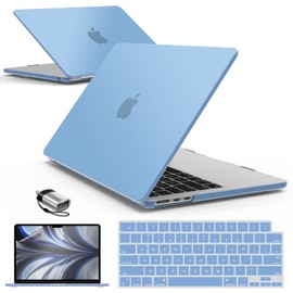 IBENZER Compatible with 2025 2024 2023 2022 MacBook Air 13 inch Case M4 A3240 M3 A3113 M2 A2681, Hardshell Case & KeyboardCover & ScreenFilm & Type-C for Mac Air 13.6, Airy Blue, AT13-KK-ARBL+2TC