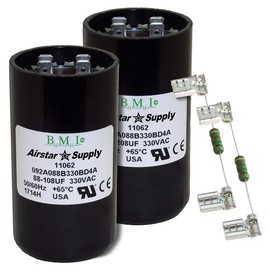 (2) Pack, 88-108 uF x 330 VAC - BMI/USA Start Capacitor # 092A088B330BD4A with Bleed Resistor