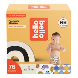 Hello Bello Premium Diapers Size NB, Safari Squad & Shine and Dandy Designs, 76ct Club Box