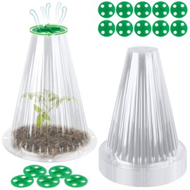 UQM 20 Pack Garden Cloches for Plants, Reusable Bell Plant Protector with Rotary Vent Cover, Garden Protection from Animals Snails Birds Chickens Insect, 9.18" H X7.56 D (Clear)