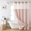 eachope Extra Long No Hooks Needed Linen Textured Shower Curtain