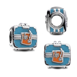 Manyilus suitcase charm travel charms 925 Sterling Silver Charms are suitable for charm necklaces and bracelets，Also Travel Airplane Passport suitcase charms beads，jewelry gift for women.