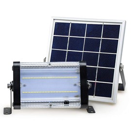 KSOL Power Solar LED Outdoor/Indoor Wall/Ceiling-Mounted Area Light. 2000 Lumens, Detached Solar Panel, Bright White Light, Remote, 3 Light Modes