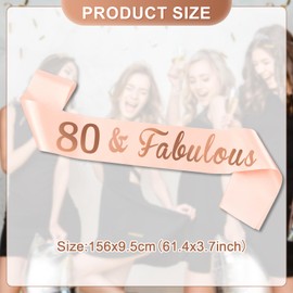 JEKUGOT 80th Birthday Sash 80th Birthday Decorations for Women Birthday Sash for Women 80th Sash for Birthday Party