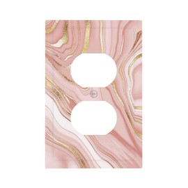 Elegant Rose Pink Gold Modern Abstract Marble Art Ombre Girl Woman Texture 1 Gang Duplex Receptacle Wall Plate Jumbo Electrical Outlet Decorative Decorator Light Switch Faceplate Plug Socket Cover