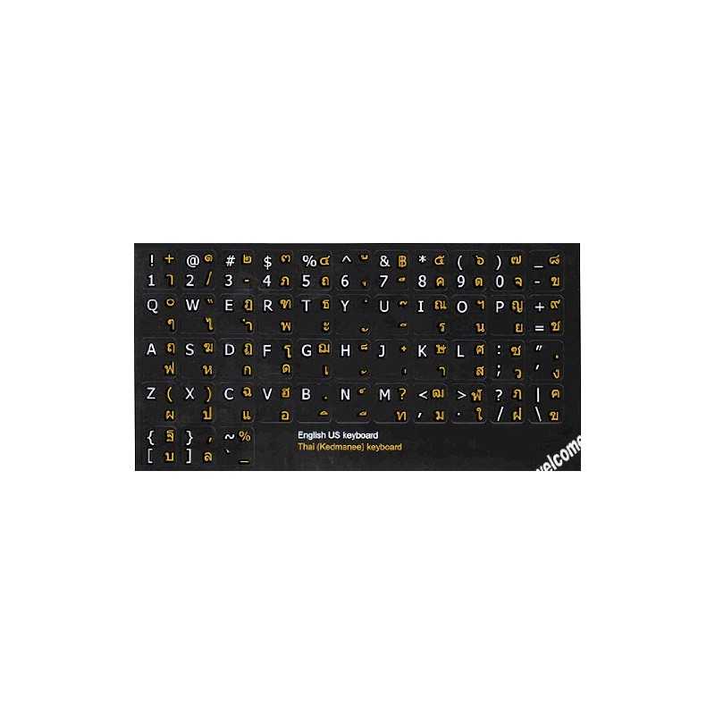 Thai-English Non Transparent Black Background Keyboard Stickers for Computer Laptops