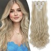 Fanguilar Clip in Hair Extensions 24 Inch 8PCS Ash blonde