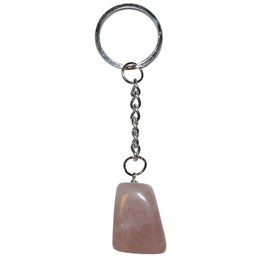 Rose Quartz Tumbled Stone approx. 20-25 mm Key Ring With Chain and Key Ring Approximately 80 – 85 mm (4073)
