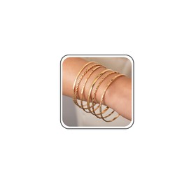 TseenYi Gold Bangle Bracelet for Women Multi Layer Stack Textured Bangle Bracelets Boho Multi Wide Bangle Set Indian Bollywood Stackable Bangle Bracelet Chunky Bnagle Bracelet Women, Zinc